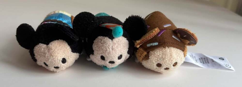 Disney Parks Tsum Tsum Mickey Mouse New Year Chocolate Donut Aloha 3.5" Lot of 3